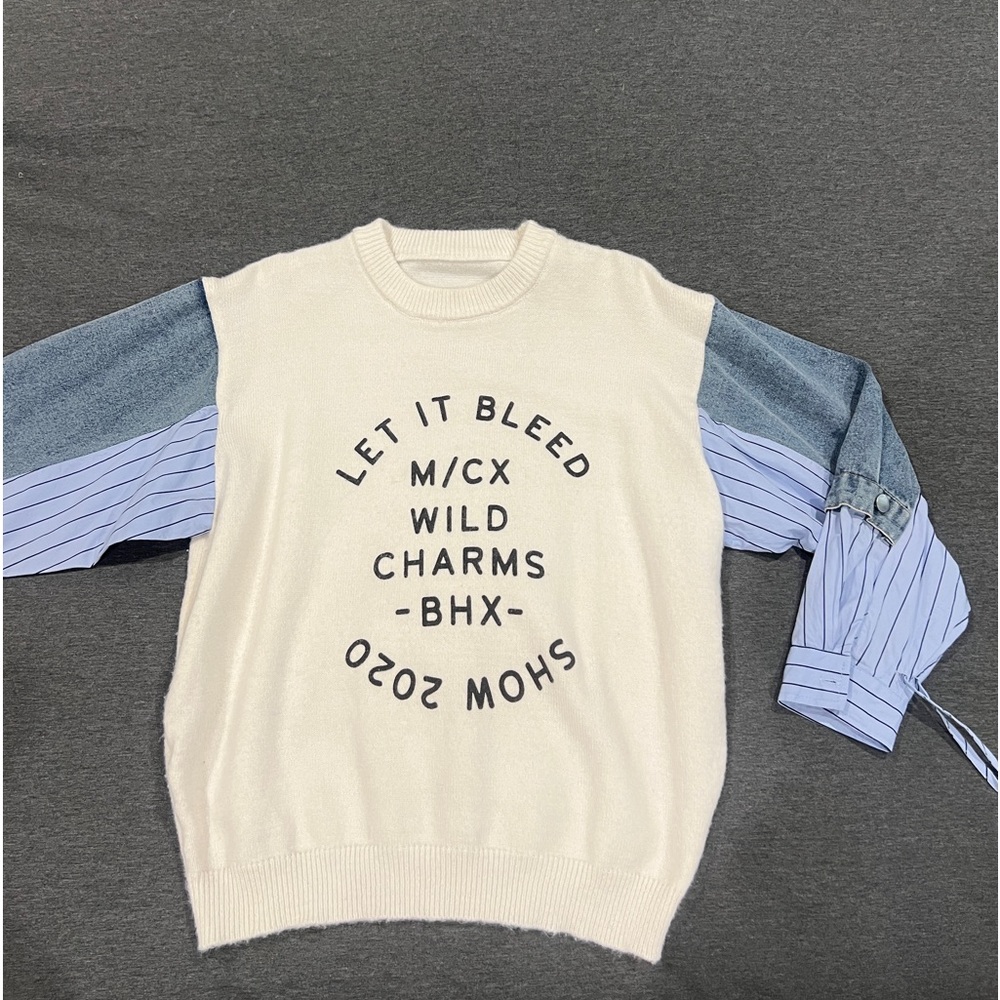 Mixed textile sweater